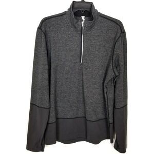 Lululemon Men  1/4 Zip Workout Active Sweater Sz XL Gray Herringbone Stretch